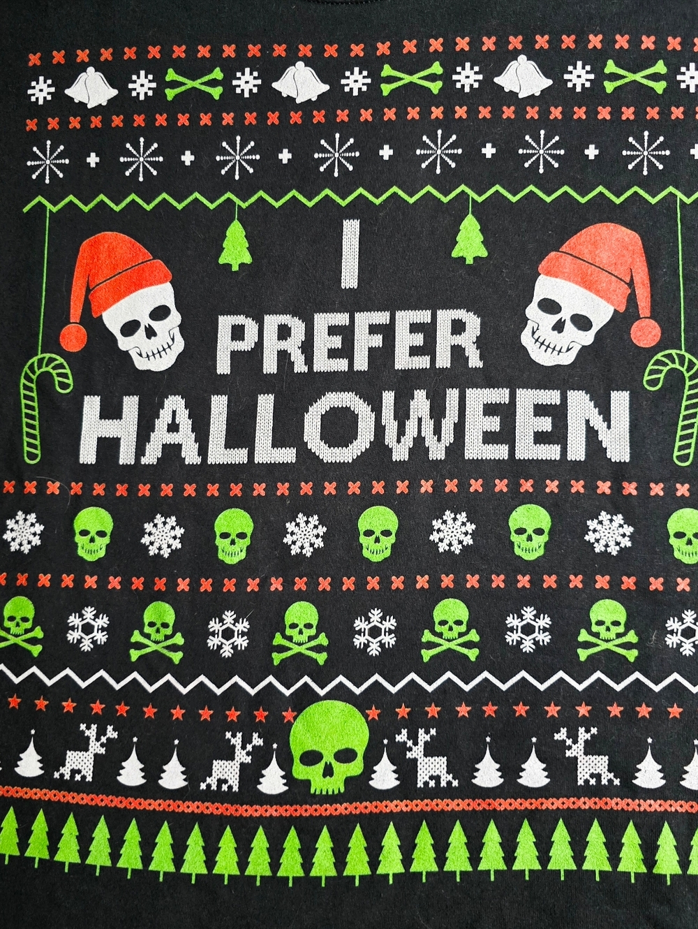 I Prefer Halloween Sweatshirt 2XL Black Ugly Christmas Sweater Skull Graphic - Picture 3 of 6